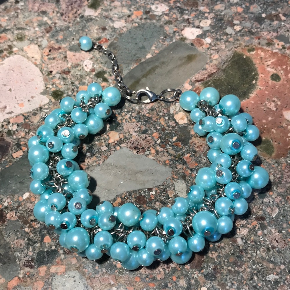 Beautiful Sky Blue Beaded Bracelet.